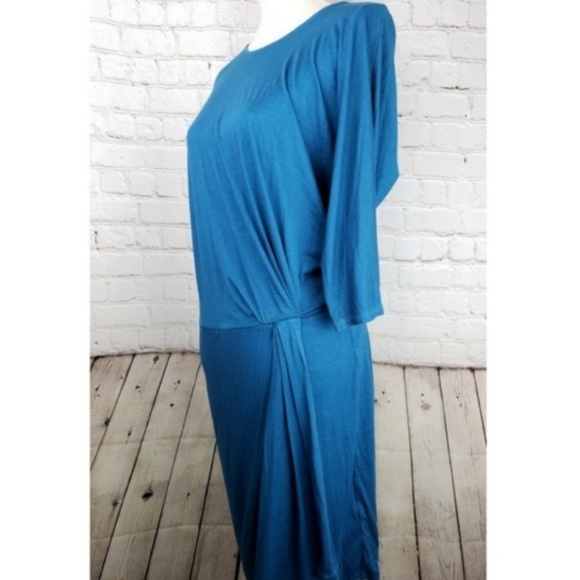 Anthro Three Dots Dress Side Gathered Draped Small - Picture 2 of 4